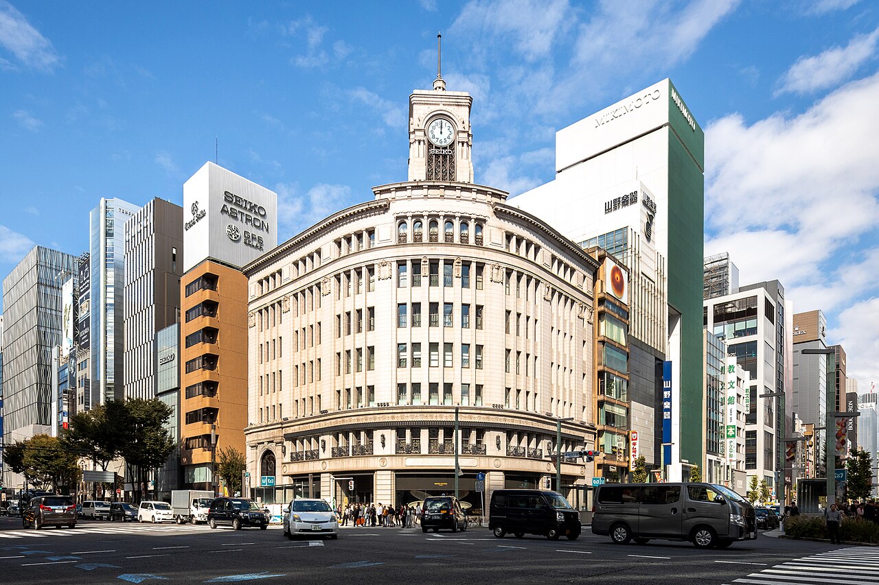 銀座四丁目・和光の時計塔の実写写真