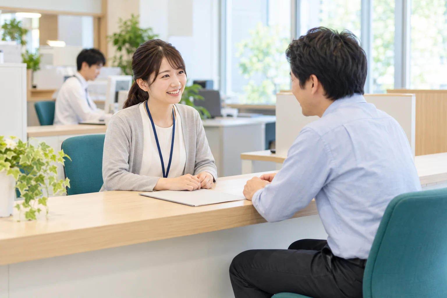 相談しやすい公共サービスの受付を表したイメージ。実際の中央区の施設ではありません